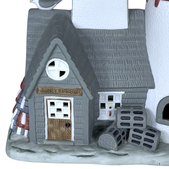 Lighthouse Vintage Stoney Harbor PartyLite Double Candle Holder Collectible Grey - Picture 5 of 16